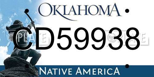 CD59938 Oklahoma License Plate