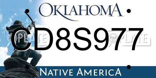 CD8S977 Oklahoma License Plate