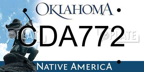 CDA772 Oklahoma License Plate