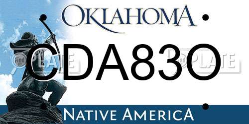 CDA83O Oklahoma License Plate