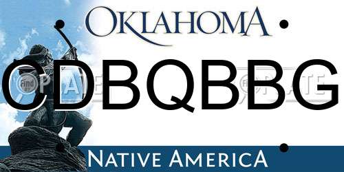 CDBQBBG Oklahoma License Plate