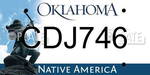 CDJ746 Oklahoma License Plate