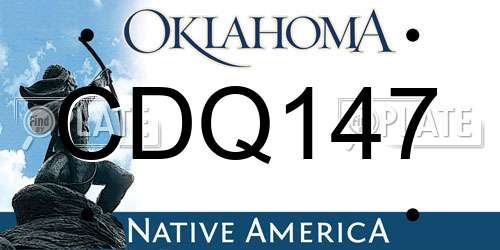 CDQ147 Oklahoma License Plate