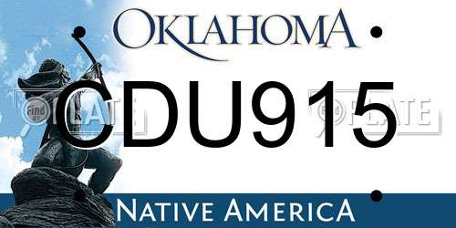 CDU915 Oklahoma License Plate