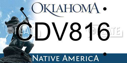 CDV816 Oklahoma License Plate