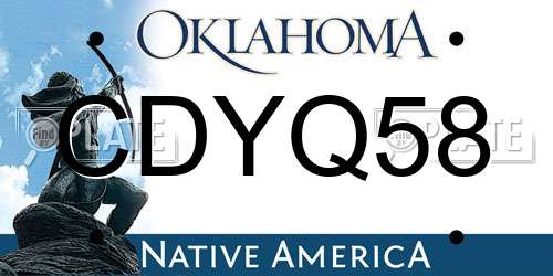 CDYQ58 Oklahoma License Plate