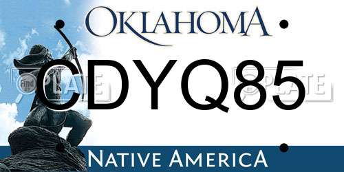 CDYQ85 Oklahoma License Plate