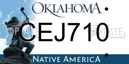 CEJ710 Oklahoma License Plate