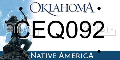 CEQ092 Oklahoma License Plate
