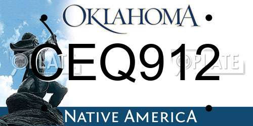 CEQ912 Oklahoma License Plate