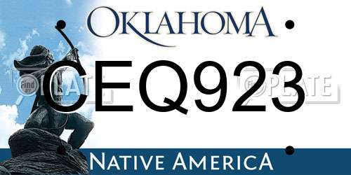 CEQ923 Oklahoma License Plate