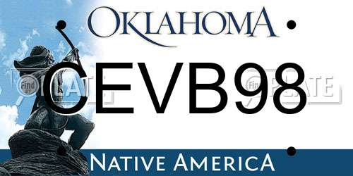CEVB98 Oklahoma License Plate