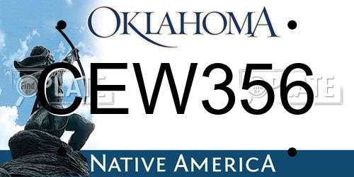 CEW356 Oklahoma License Plate