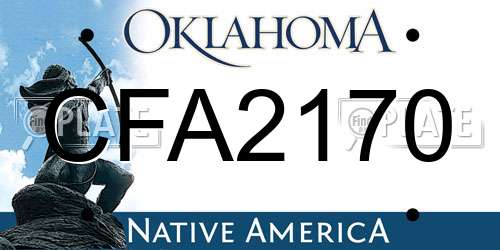 CFA2170 Oklahoma License Plate