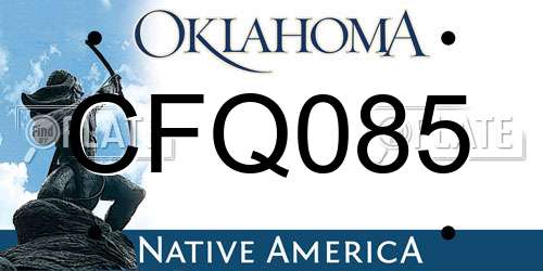 CFQ085 Oklahoma License Plate