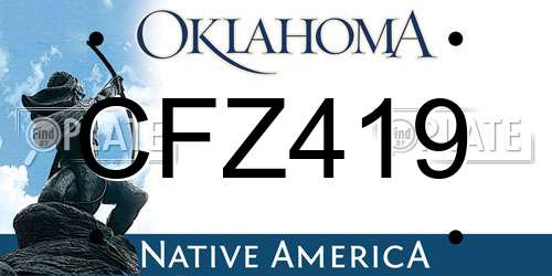 CFZ419 Oklahoma License Plate