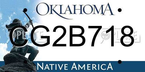 CG2B718 Oklahoma License Plate