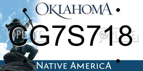 CG7S718 Oklahoma License Plate