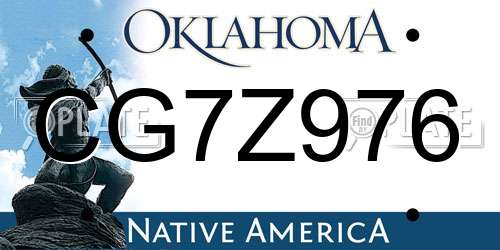 CG7Z976 Oklahoma License Plate