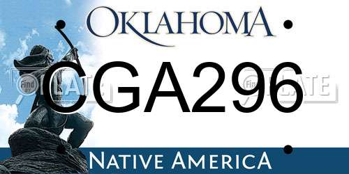 CGA296 Oklahoma License Plate