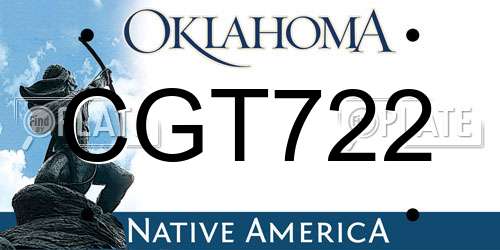 CGT722 Oklahoma License Plate