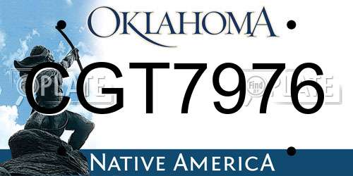 CGT7976 Oklahoma License Plate