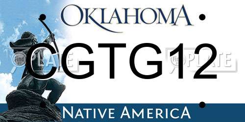 CGTG12 Oklahoma License Plate