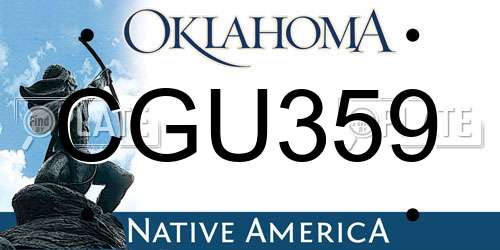 CGU359 Oklahoma License Plate