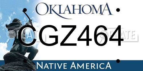 CGZ464 Oklahoma License Plate