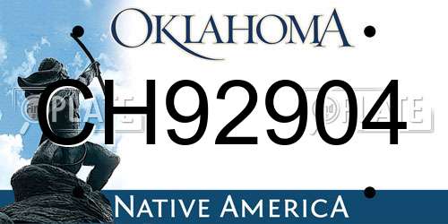 CH92904 Oklahoma License Plate