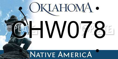 CHW078 Oklahoma License Plate