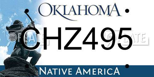 CHZ495 Oklahoma License Plate