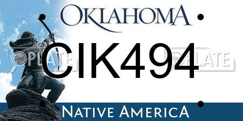 CIK494 Oklahoma License Plate