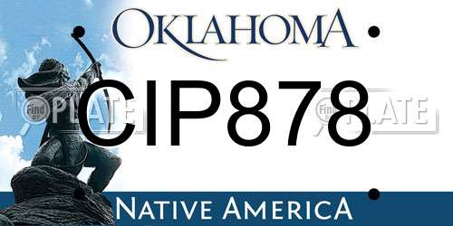 CIP878 Oklahoma License Plate