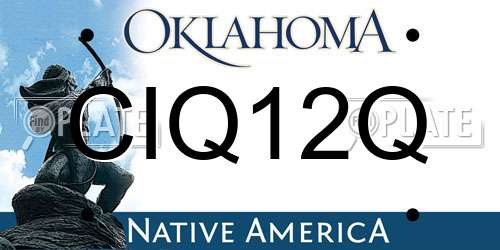 CIQ12Q Oklahoma License Plate