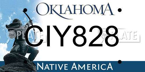 CIY828 Oklahoma License Plate