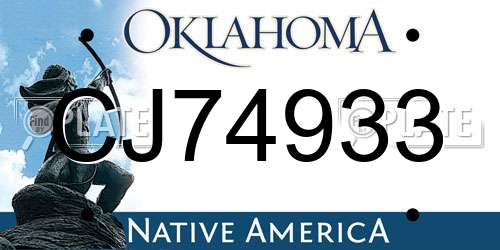 CJ74933 Oklahoma License Plate