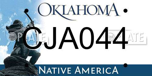 CJA044 Oklahoma License Plate