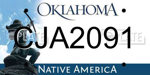 CJA2091 Oklahoma License Plate