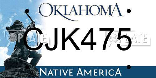 CJK475 Oklahoma License Plate