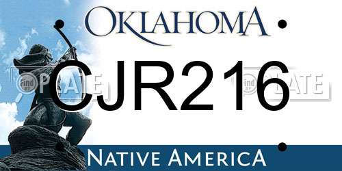 CJR216 Oklahoma License Plate