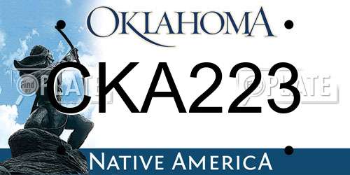 CKA223 Oklahoma License Plate