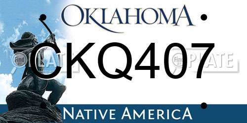 CKQ407 Oklahoma License Plate