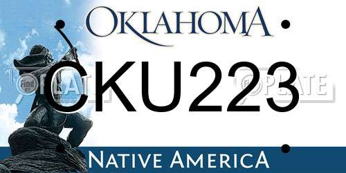 CKU223 Oklahoma License Plate