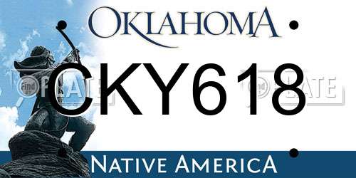 CKY618 Oklahoma License Plate