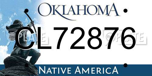 CL72876 Oklahoma License Plate