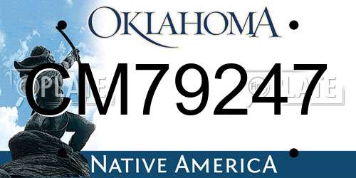 CM79247 Oklahoma License Plate