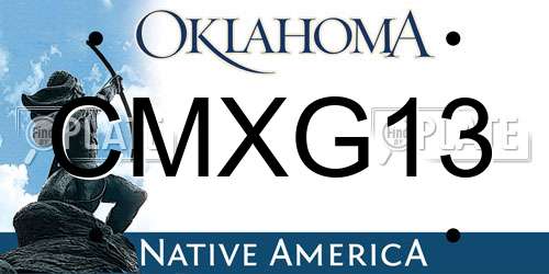CMXG13 Oklahoma License Plate