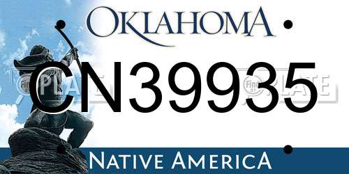 CN39935 Oklahoma License Plate