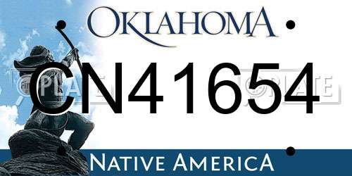 CN41654 Oklahoma License Plate
